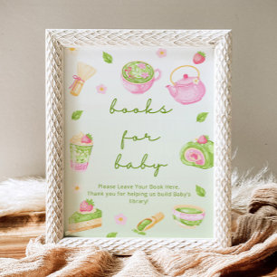 Books for baby Matcha Tea Pink Baby Shower Poster