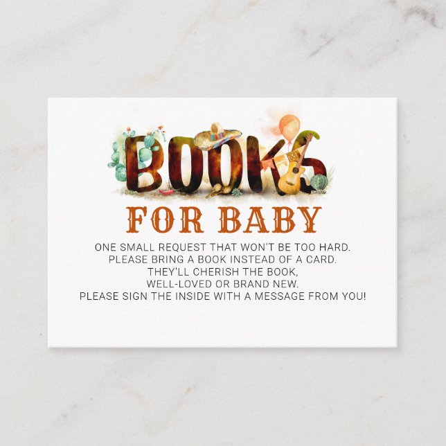 Books For Baby Mexican Style Baby Shower Enclosure Card (Front)