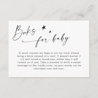 Books for Baby Minimalist Baby Shower Enclosure Card