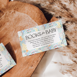 Books for Baby Modern Floral Baby Shower Enclosure Card