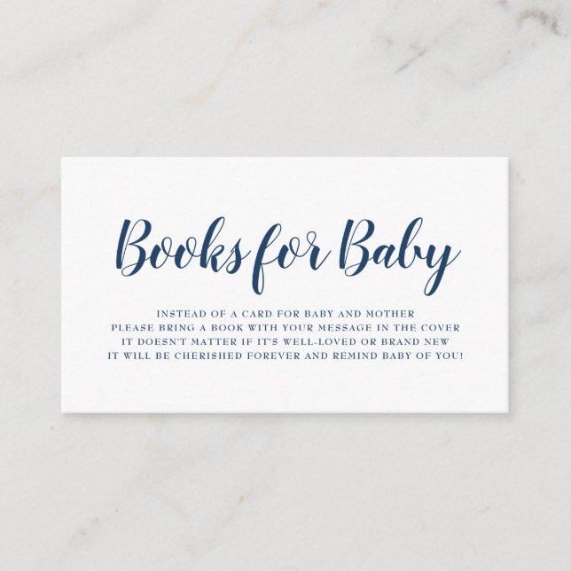 Books for Baby Navy Blue Polka Dot Baby Shower Enclosure Card (Front)