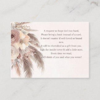 Books for baby Pampas grass boho baby shower Enclosure Card