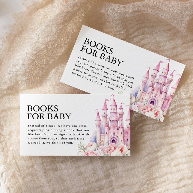 Books for Baby Pink Fairytale Castle Baby Shower Enclosure Card (Creator Uploaded)