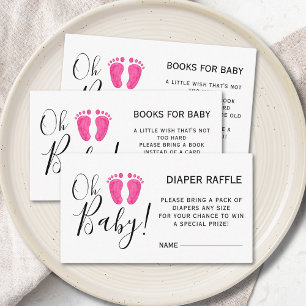 Books For Baby Pink Feet Baby Shower Enclosure Card