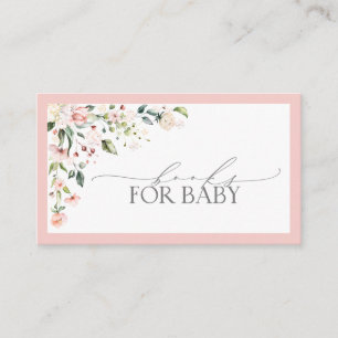 Books for Baby Pink Floral Baby Shower Enclosure Card