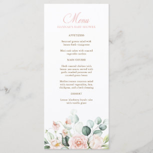 Books for Baby Pink Florals Baby Shower Menu