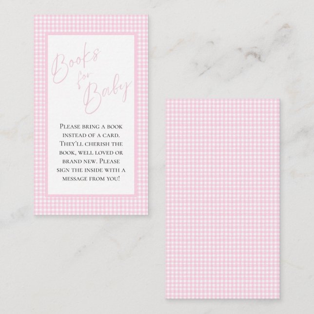 Books for Baby Pink Gingham Enclosure Card (Front/Back)
