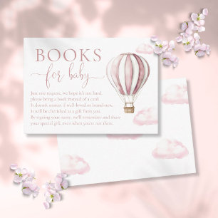 Books For Baby Pink Hot Air Balloon Baby Shower Enclosure Card