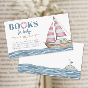 Books For Baby Pink Nautical Baby Shower Enclosure Card