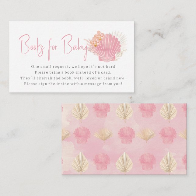 Books for baby Pink Ocean Boho Girl Baby Shower  Enclosure Card (Front/Back)