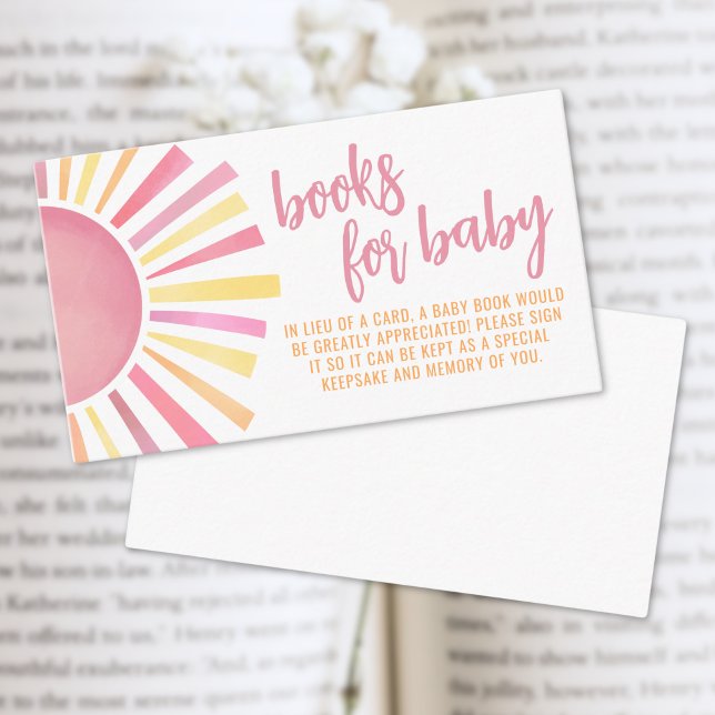 Books For Baby Pink Sun Baby Shower Enclosure Card (Books For Baby Pink Sun Baby Shower Enclosure Card)