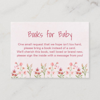 Books for Baby Pink Wildflower Garden Baby Shower Enclosure Card