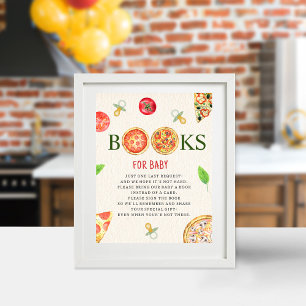 Books For Baby Pizza & Pacifiers Baby Shower Poster
