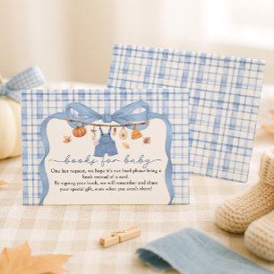 Books For Baby Pumpkin Blue Fall Baby Shower Enclosure Card