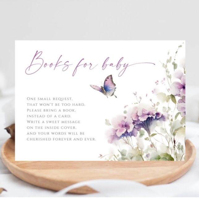 Books for Baby purple lilac butterfly baby shower Enclosure Card (Creator Uploaded)