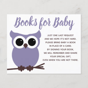 Books for Baby Purple Owl Baby Shower Insert