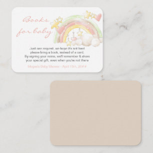 Books for Baby Rainbow and Stars Baby Shower Enclosure Card