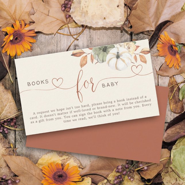 Books for Baby Rustic Pumpkin Shower Enclosure Card (Featuring a charming design that includes pumpkins on this books for baby enclosure card for shower.)