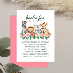 Books for Baby Safari Animals Girl Baby Shower Enclosure Card