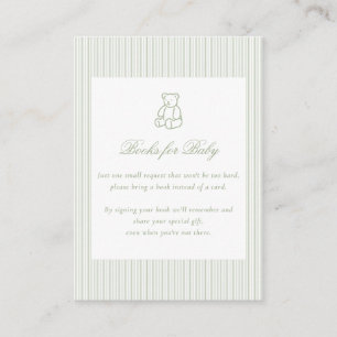 Books for Baby Sage Green Baby Shower Gifts Enclosure Card
