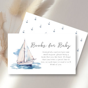 Books for Baby   Sailing Boat Baby Shower  Enclosure Card