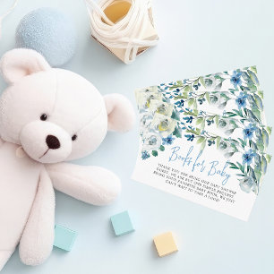 Books for Baby Shower Beautiful Blue Floral Enclosure Card