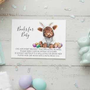 Books for Baby Shower Easter Bunny Highland Cow Enclosure Card