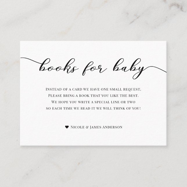Books for Baby Shower Enclosure Black White Stripe Business Card (Front)