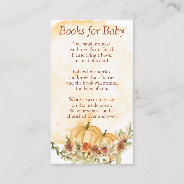 Books for Baby Shower Fall Pumpkins  Enclosure Card (Front)