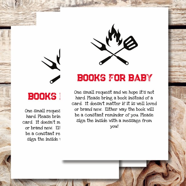 Books for baby shower game BBQ baby shower theme Enclosure Card (Creator Uploaded)