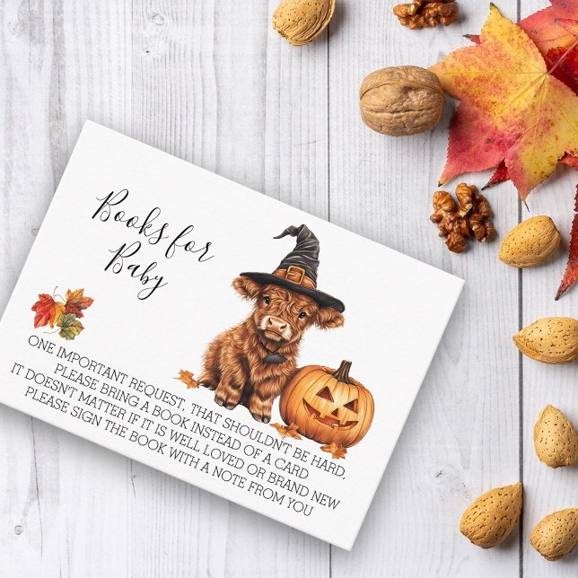 Books for Baby Shower Halloween Highland Cow   Enclosure Card (Creator Uploaded)