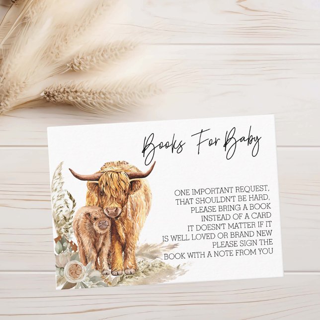 Books for Baby Shower Highland Cow Boho Business Card (Creator Uploaded)