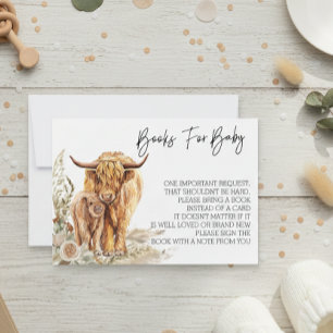 Books for Baby Shower Highland Cow Boho Invitation