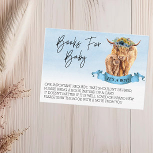 Books for Baby Shower Highland Cow Boy Calf  Business Card