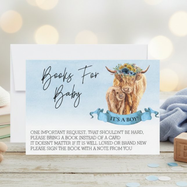Books for Baby Shower Highland Cow Boy Calf  Invitation (Creator Uploaded)