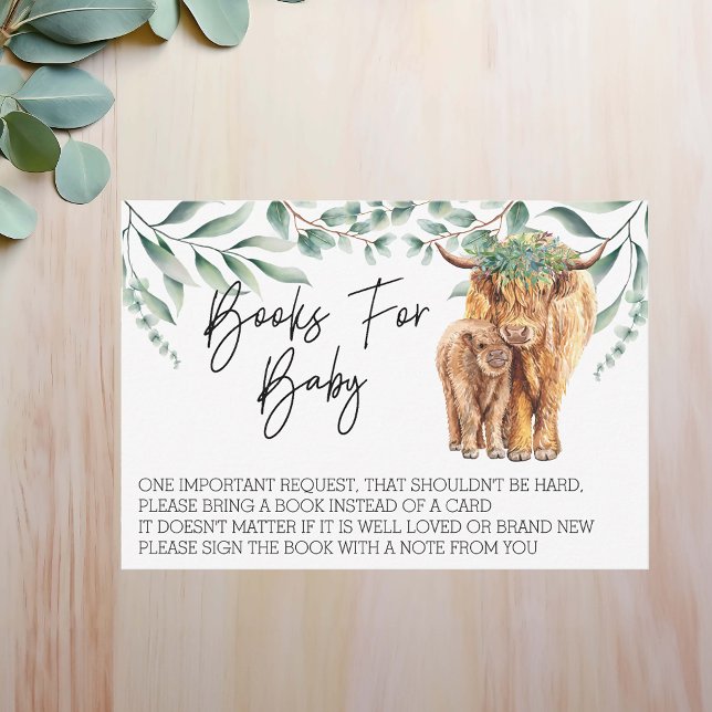 Books for Baby Shower Highland Cow Eucalyptus Invitation (Creator Uploaded)