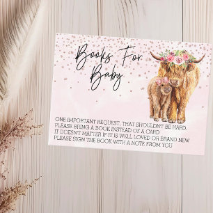 Books for Baby Shower Highland Cow Pink Calf Business Card