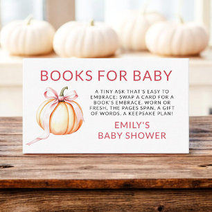 Books For Baby Shower Pink Bow Pumpkin  Enclosure Card