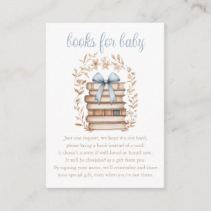 Books For Baby Storybook Blue Bow Baby Shower Enclosure Card