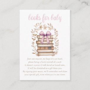 Books For Baby Storybook Pink Bow Baby Shower Enclosure Card