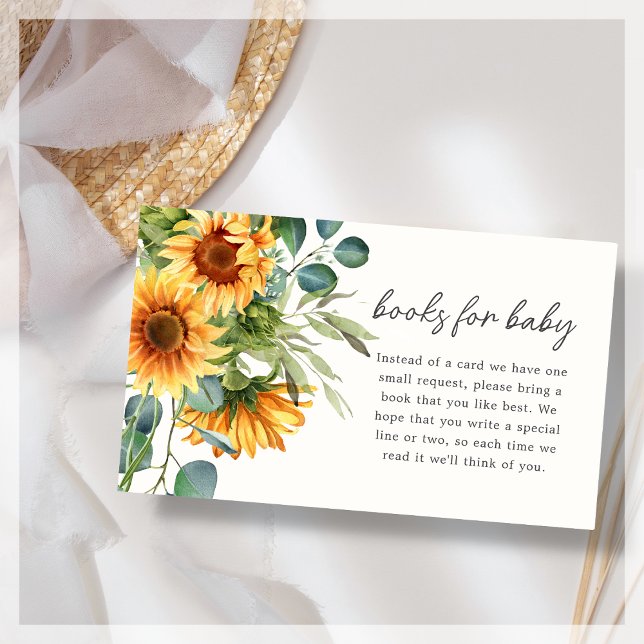 Books for Baby | Sunflower Baby Shower  Enclosure Card (Creator Uploaded)