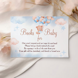 Books for Baby Teddy Bear Blue and Blush Enclosure Card