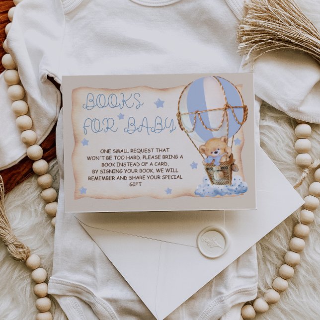 Books for Baby Teddy Bear Blue Boho Enclosure Card (Creator Uploaded)