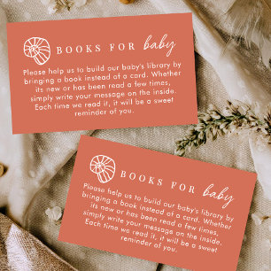 Books For Baby Terracotta Pink Coastal Baby Shower Enclosure Card