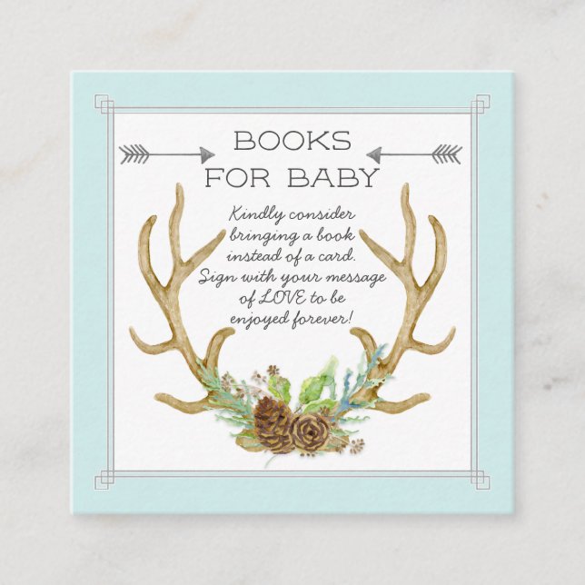 Books for Baby Ticket Boho Deer Antler Forest Wood (Front)