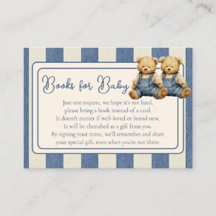 Books For Baby Twins Teddy Bear Baby Shower Enclosure Card