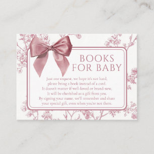 Books For Baby Vintage Pink Bow Baby Shower Enclosure Card