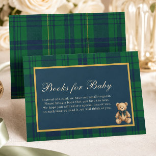 Books for Baby Vintage Preppy Teddy Bear Plaid Enclosure Card