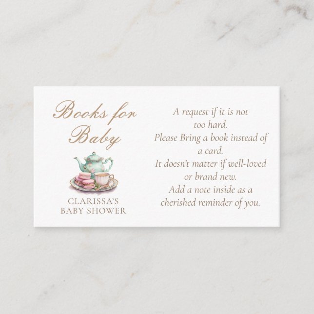 Books for Baby Watercolor Baby Shower Enclosure Card (Front)