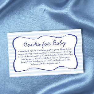 Books For Baby Wavy Frame Blue Baby Shower Enclosure Card